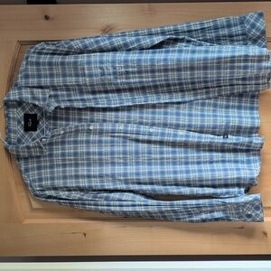 Rails - Wyatt Plaid Heather Blue/Cream Gray Men's Shirt - Large